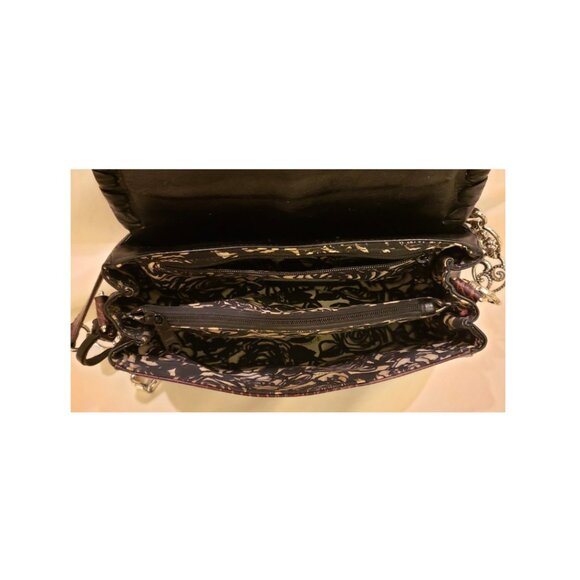 BRIGHTON Handbag/Shoulder Bag Brown Alligator Embossed Leather/Black Trim - Picture 5 of 14